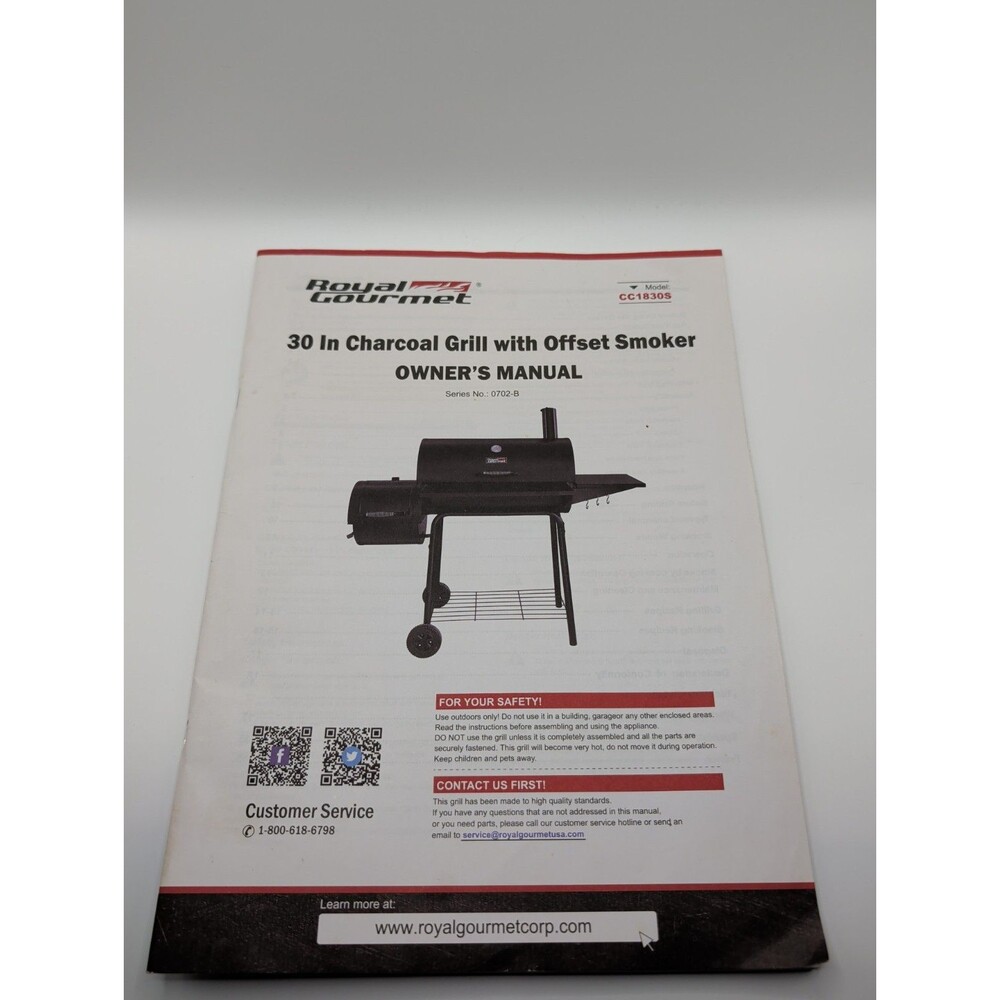 Royal Gourmet Charcoal Grill Offset Smoker Owners Manual
